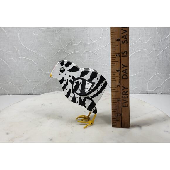 Dept 56 Chick 5” Zebra Print Metal Figurine Easter Farmhouse Folk Art Handmade - Picture 11 of 11